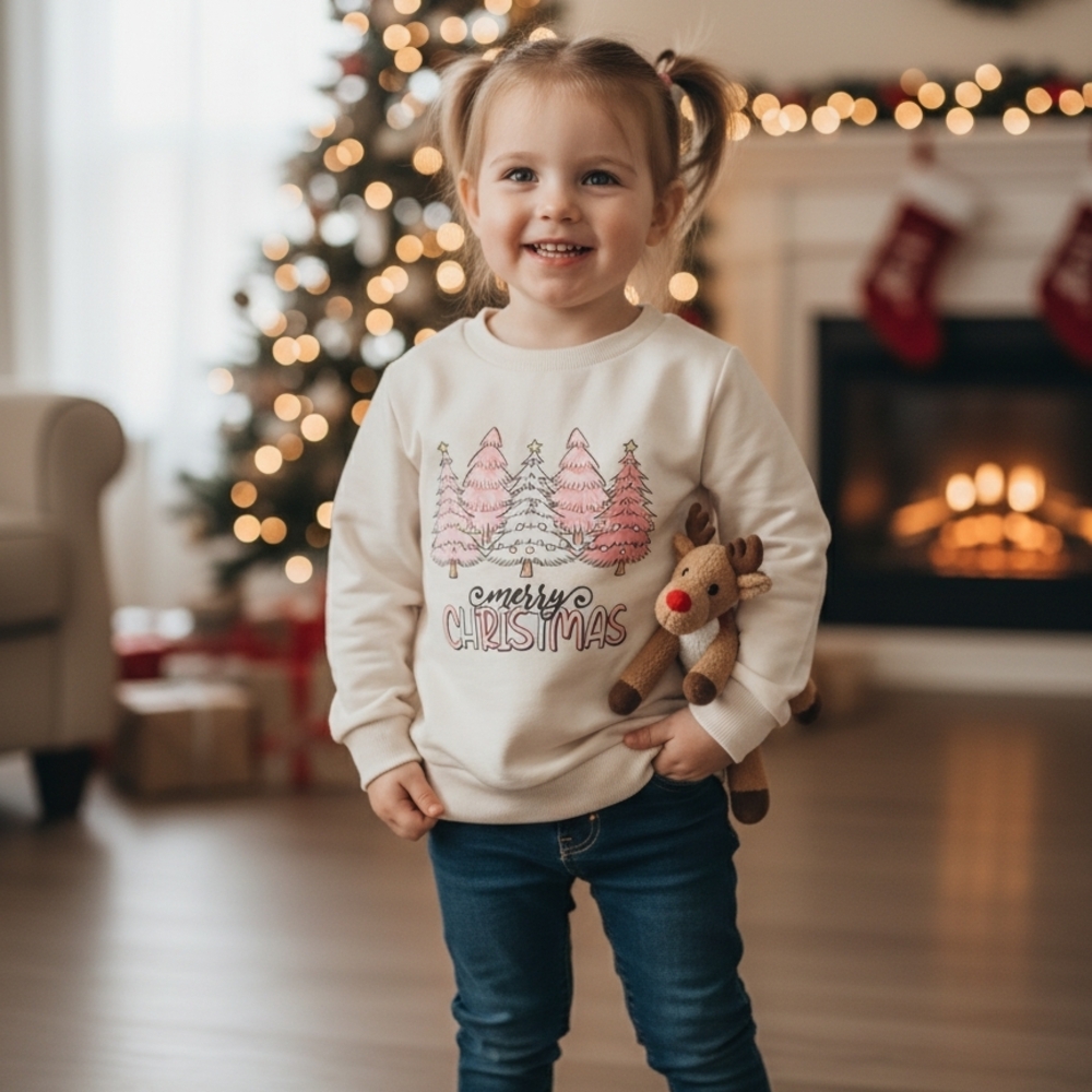 Kids Merry Christmas Cream Sweatshirt